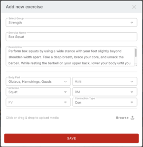 Example of creating a custom exercise with Ultrax Fit.